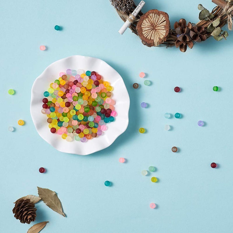 Craftdady 500Pcs 6mm Transparent Frosted Glass Beads Tiny Crystal Glass Round Loose Spacer Beads Random Mixed Colors for Jewelry Making Hole: 1mm - Image 5